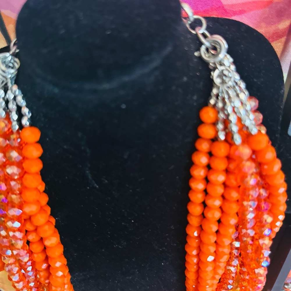 🧡🧡🧡SASSY JONES Orange MALIA SET: Necklace, Earrings (2) pair and bangles🧡🧡🧡 - Picture 3 of 3